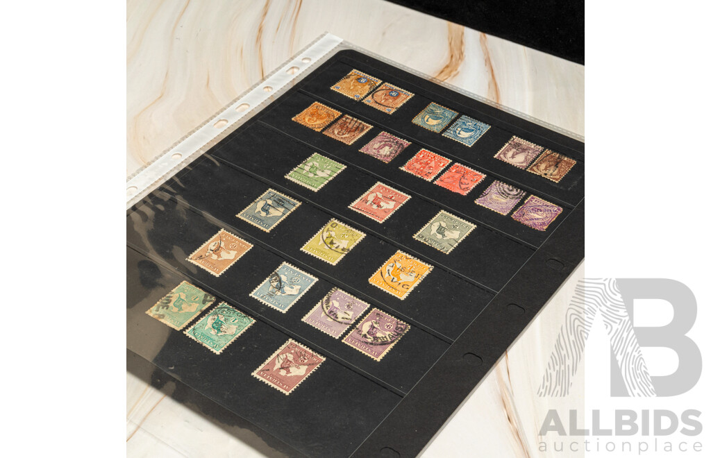 Large Rare Collection of Australian State Stamps Including Overprints, Surcharges, Kangaroo on Map, Harbour Bridge, KGV Heads, Strips, Blocks, QLD, VIC, WA, NSW, TAS