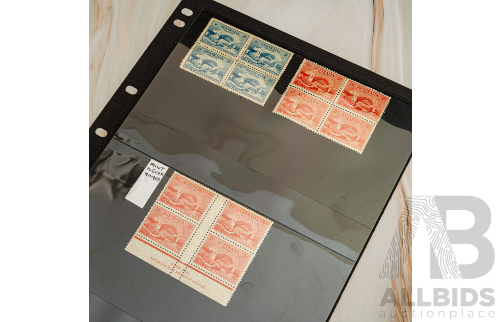 Rare Australian 1930's Mint/Cancelled Stamps, Harbour Bridge Collection, Blocks, John Ash Prints, OS Overprints