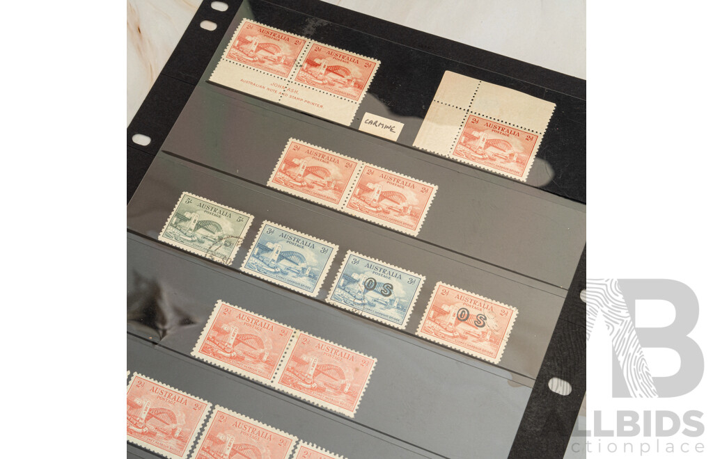 Rare Australian 1930's Mint/Cancelled Stamps, Harbour Bridge Collection, Blocks, John Ash Prints, OS Overprints