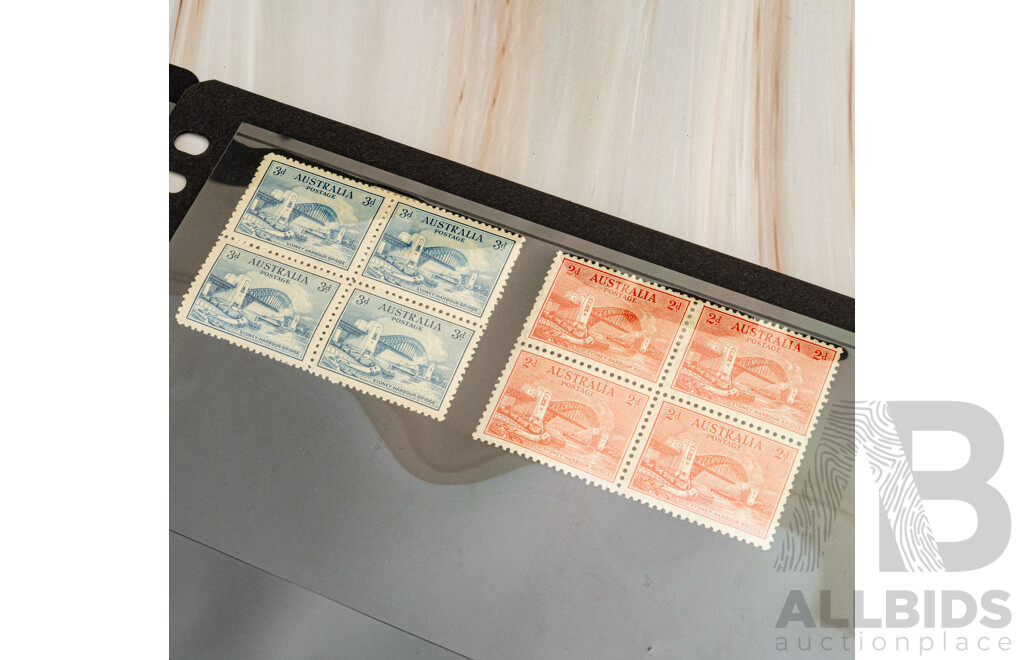 Rare Australian 1930's Mint/Cancelled Stamps, Harbour Bridge Collection, Blocks, John Ash Prints, OS Overprints