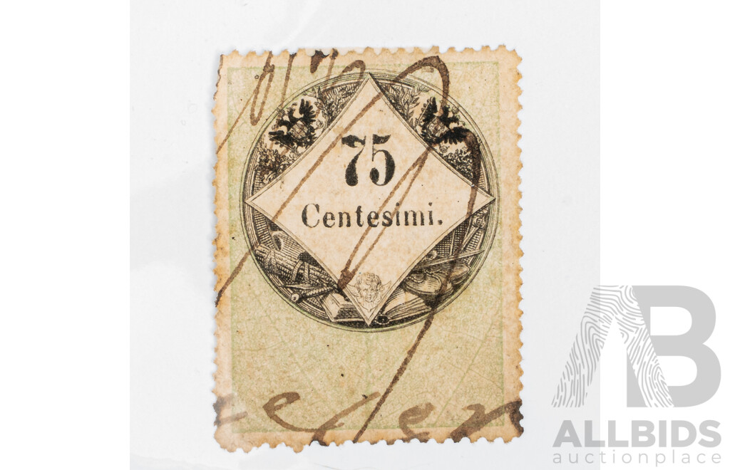 Lombardo-Veneto Marche Da Bollo 1854, Senty Five Centesimi