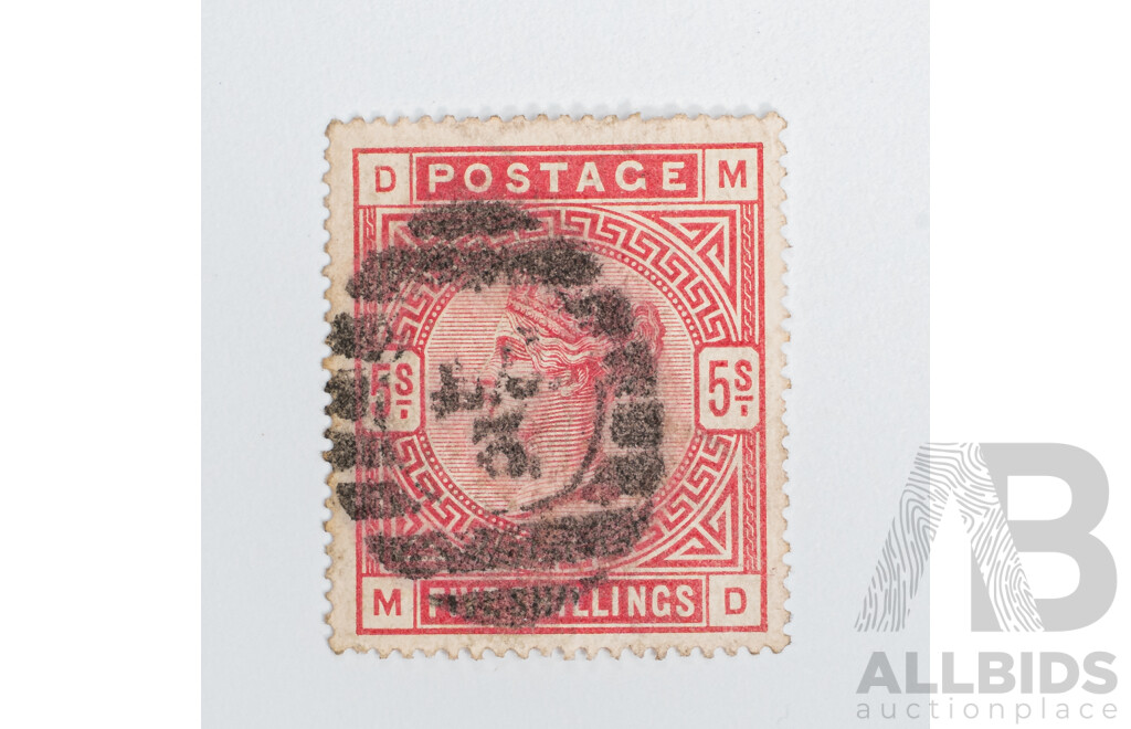 United Kingdom 1883-84 QV Five Shilling Stamp, Carmine