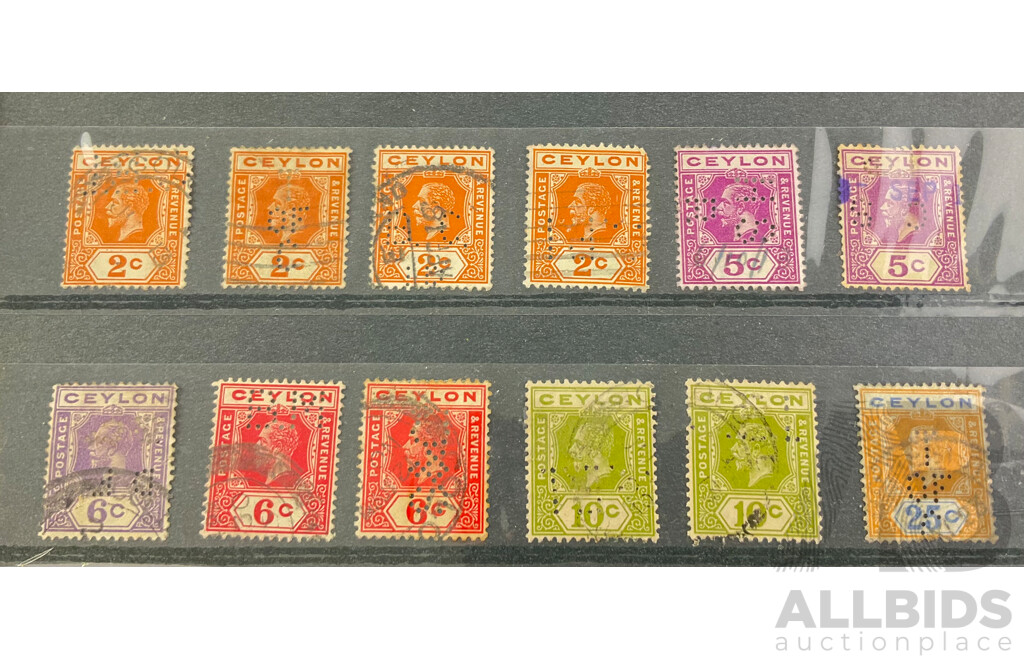 Collection of Ceylon KGV Stamps, Two to Twenty Five Cents