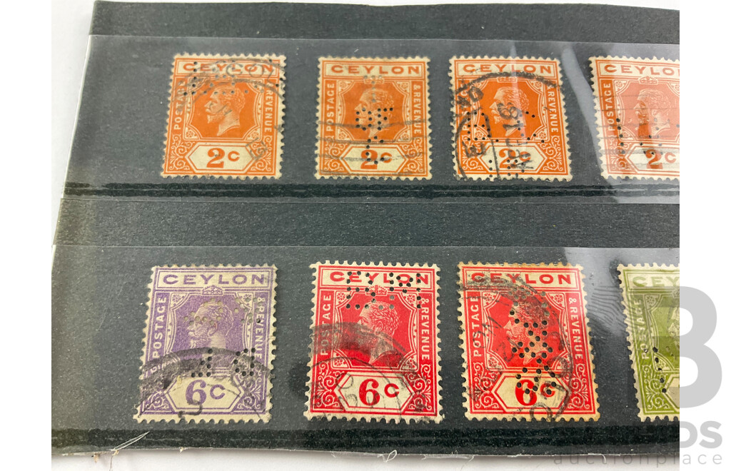 Collection of Ceylon KGV Stamps, Two to Twenty Five Cents