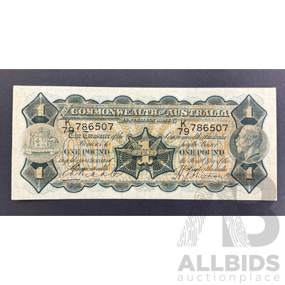 Australian 1932 One Pound Note, Riddle/Sheehan R27b, K79 786507, High Grade
