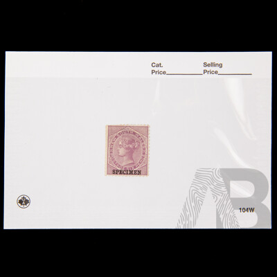 Australian 1882-1897 QV Mint Hinged Specimen Stamp, Sixpence