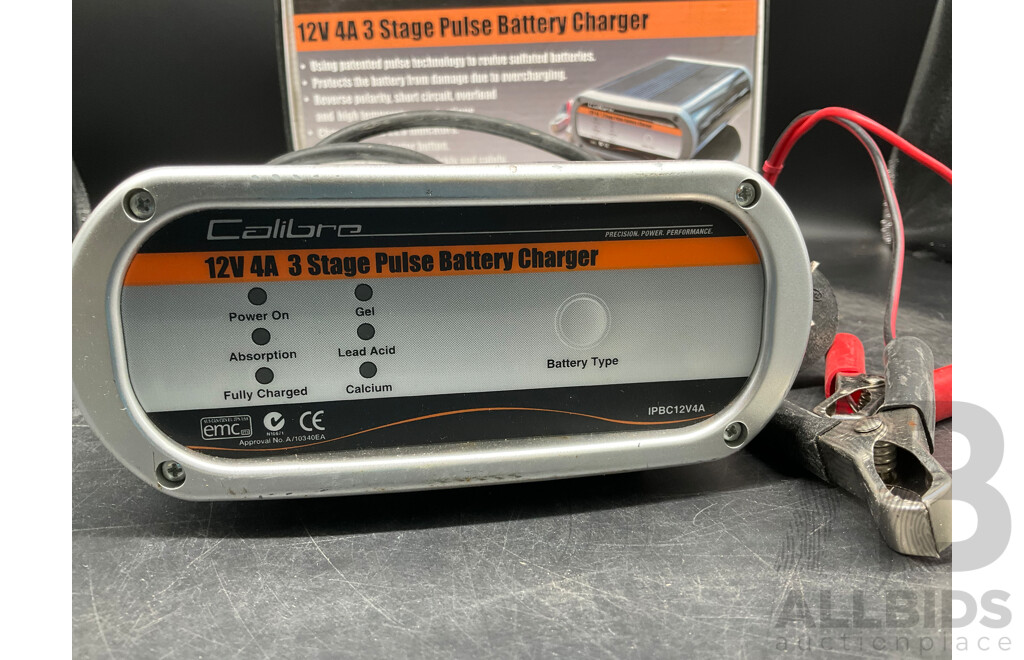 CALIBRE 12V 4A 3 Stage Pulse Battery Charger