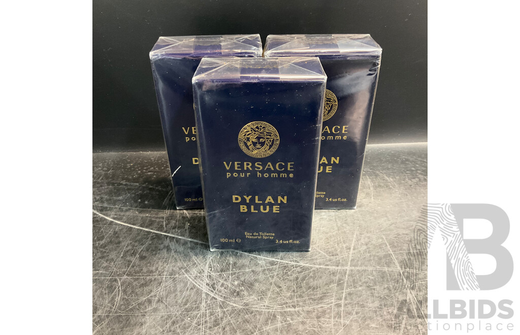 VERSACE Pour Homme Dylan Blue Eau De Toilette - 100ml - Lot of 3