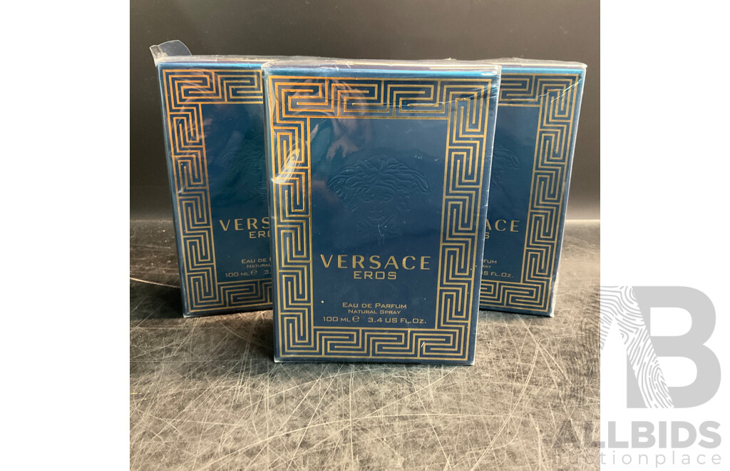 VERSACE Eros Eau De Parfum - 100ml - Lot of 3