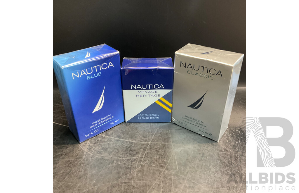 NAUTICA Blue/ Voyage Heritage / Classic Eau De Toilette - Lot of 3