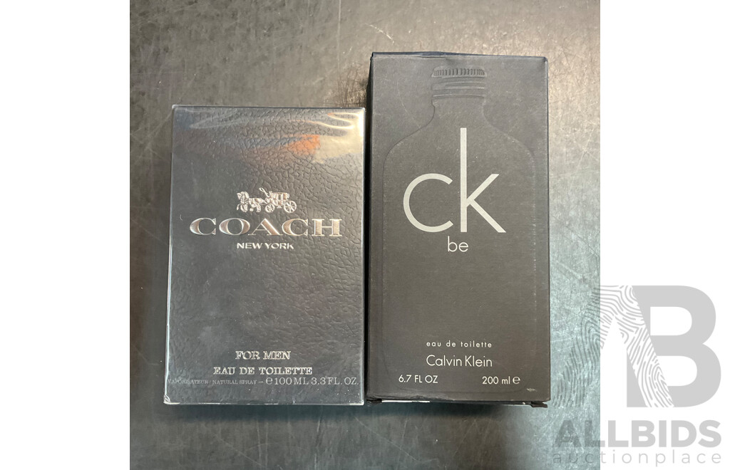 COACH Men's Eau De Toilette & CK Be Eau De Toilette - 100ml - Lot of 2