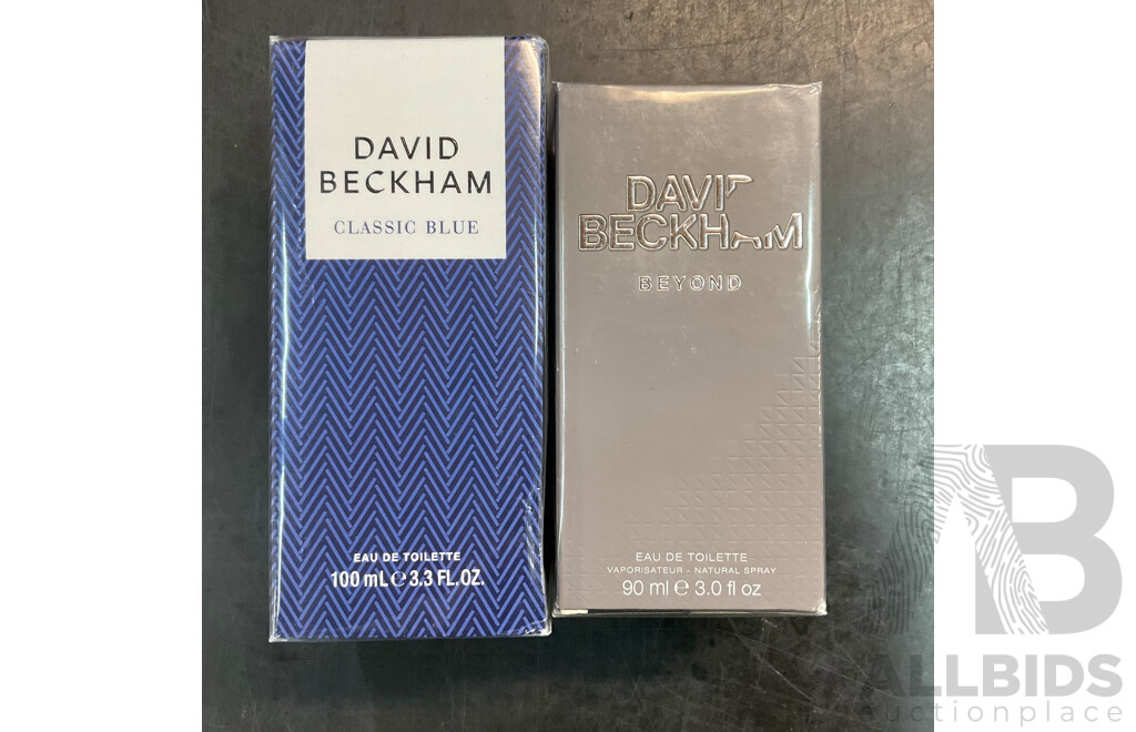 DAVID BECKHAM Classic Blue 100ml  / Beyond 90ml Eau De Toilette -  Lot of 2