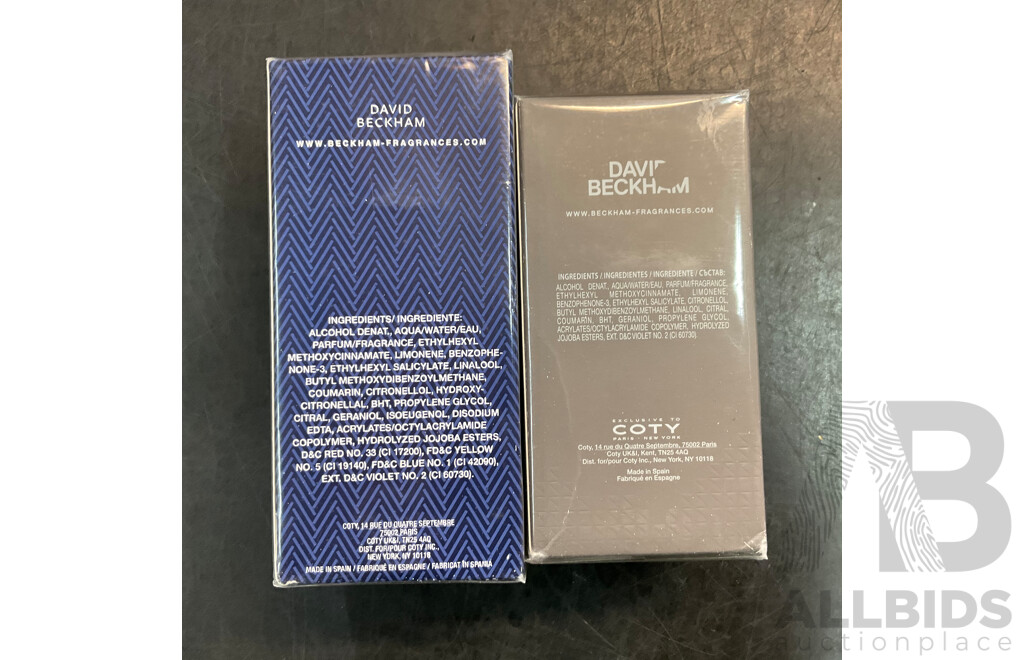 DAVID BECKHAM Classic Blue 100ml  / Beyond 90ml Eau De Toilette -  Lot of 2