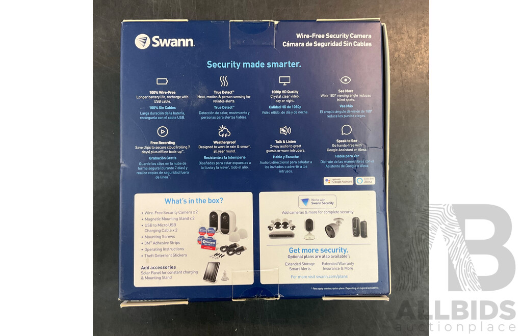 SWANN Wire Free Security Camera ( 2 Cameras ) - ORP $428