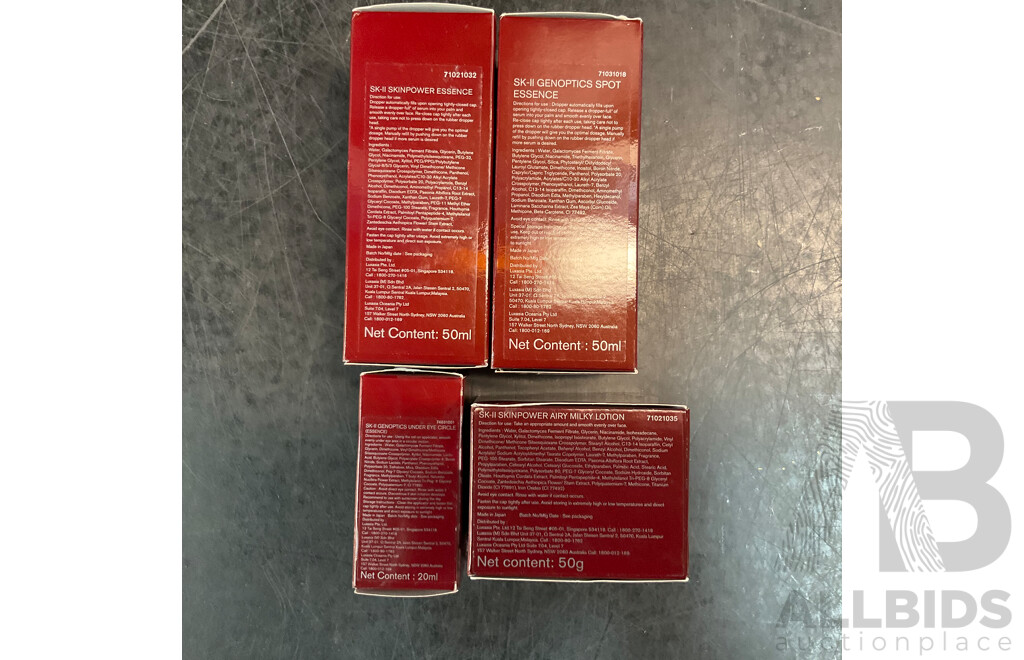 SK-II  Skin Power & Genoptics - Lotion 50g / Essence 50ml / Spot Essence 50 Ml / Under Eye Circle 20ml -  Lot of 4