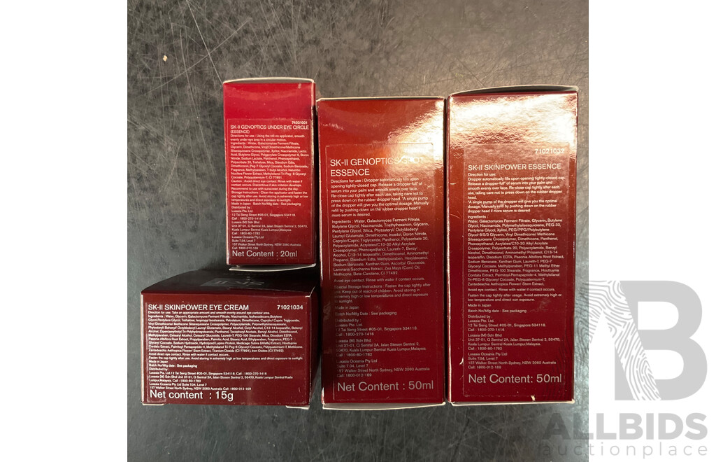 SK-II  Skin Power & Genoptics - Eye Cream 15g / Essence 50ml / Spot Essence 50 Ml / Under Eye Circle 20ml -  Lot of 4