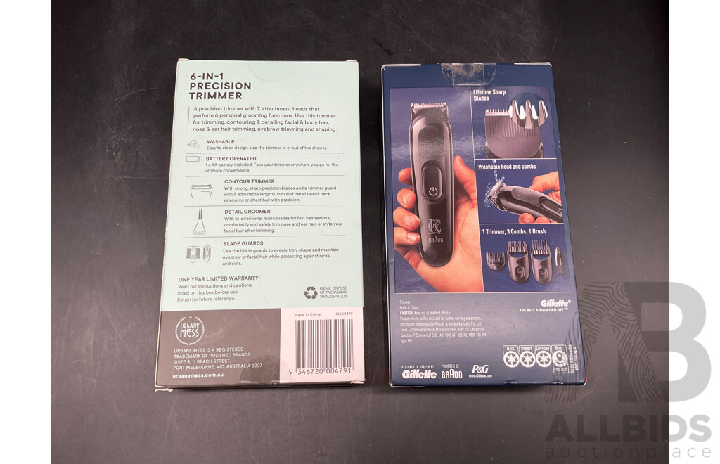 KING C GILLETTE Beard Trimmer and URBANE MESS 6 in 1 Precision Trimmer - Lot of 2