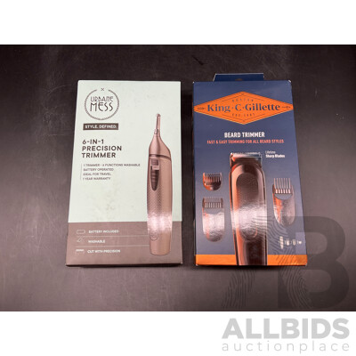 KING C GILLETTE Beard Trimmer and URBANE MESS 6 in 1 Precision Trimmer - Lot of 2