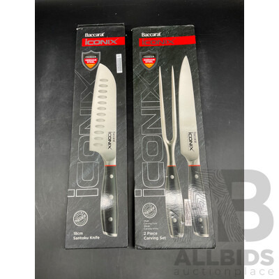 BACCARAT Iconix 18cm Santoku Knife and 2 Piece Carving Set - ORP $319