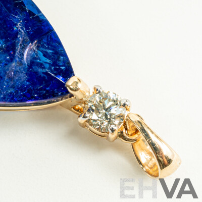 NEW - 14ct Tanzanite & Diamond Pendant, T16.36ct/TDW0.27ct, 33mm Long, 6.01 Grams
