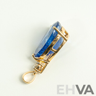 NEW - 14ct Tanzanite & Diamond Pendant, T16.36ct/TDW0.27ct, 33mm Long, 6.01 Grams