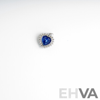 NEW - 14ct Tanzanite & Diamond Halo Heart Shaped Pendant, T7.93ct/TDW0.67ct, 17mm X 16mm, 3.97 Grams