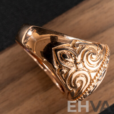 NEW - 14ct Rose Gold Tanzanite & Diamond Mens Ring, T4.92ct/TDW0.44ct, Size Q, 11.47 Grams