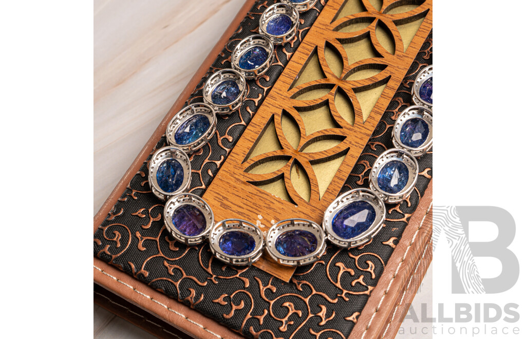 Platinum Tanzanite & Diamond Halo Tennis Necklace, T133.35ct/TDW7.33ct, 46cm, 99.10 Grams - WGI Report with Value