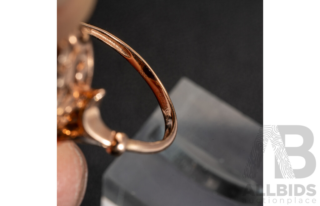 NEW - 14ct Rose Gold Tanzanite & Diamond Cocktail Ring, T10.25ct/TDW0.43ct, Size O, 7.51 Grams