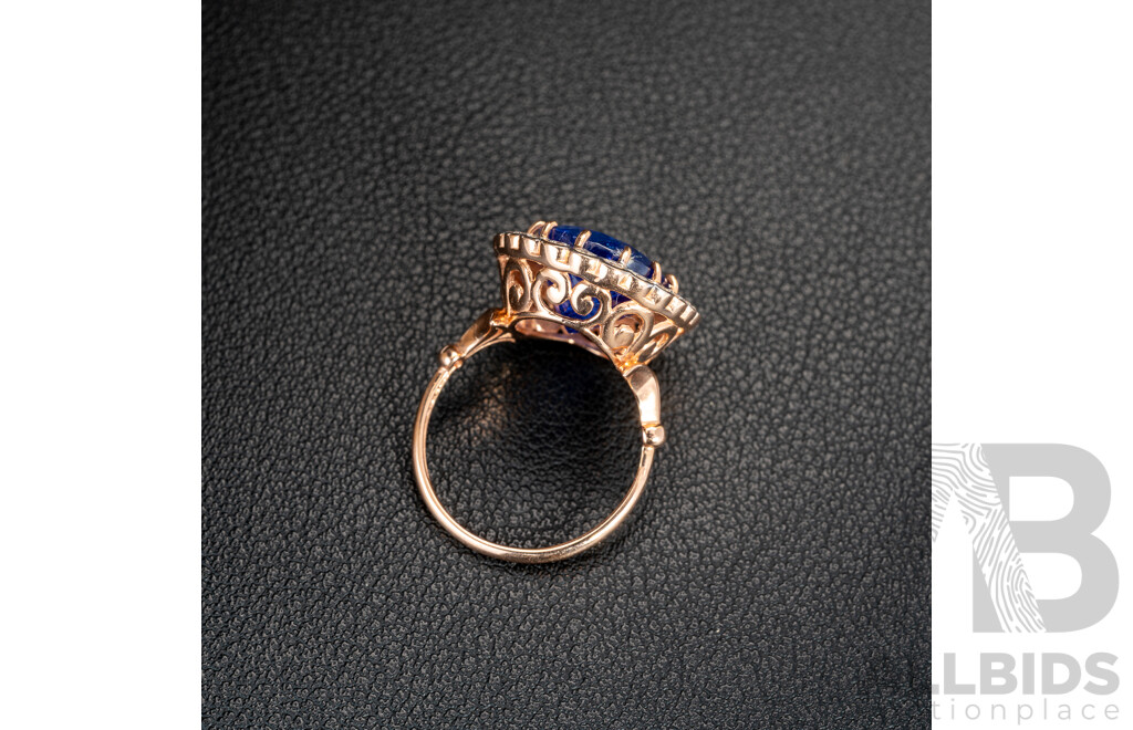 NEW - 14ct Rose Gold Tanzanite & Diamond Cocktail Ring, T10.25ct/TDW0.43ct, Size O, 7.51 Grams