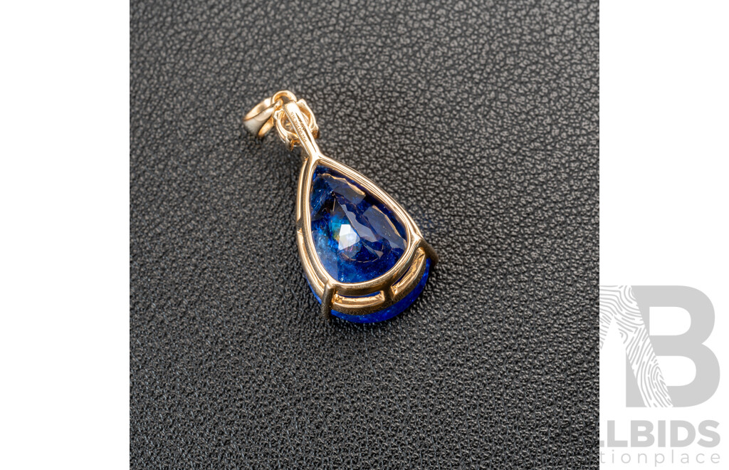 NEW - 14ct Tanzanite & Diamond Pendant, T16.36ct/TDW0.27ct, 33mm Long, 6.01 Grams