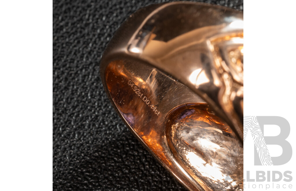 NEW - 14ct Rose Gold Tanzanite & Diamond Mens Ring, T4.92ct/TDW0.44ct, Size Q, 11.47 Grams