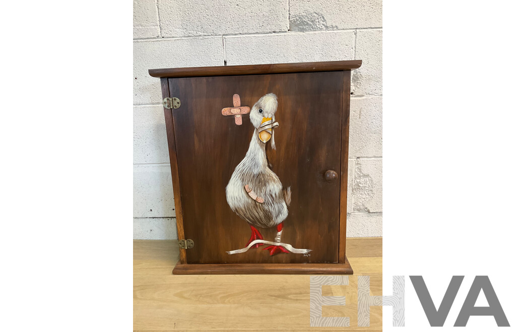 Medicine Cabinet with Hand Painted Duck by Sally