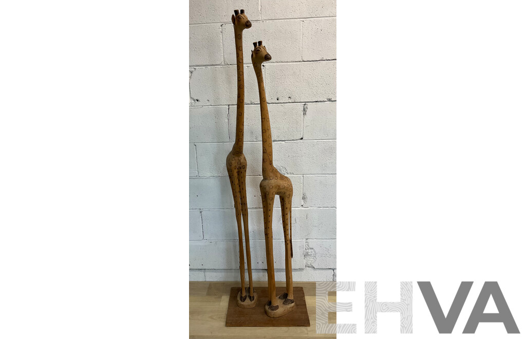 African Giraffe Wood Figures 150cm Tall