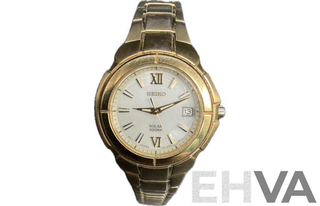 SEIKO Womens Gold Tone Watch Solar 100M  V187/0AB0