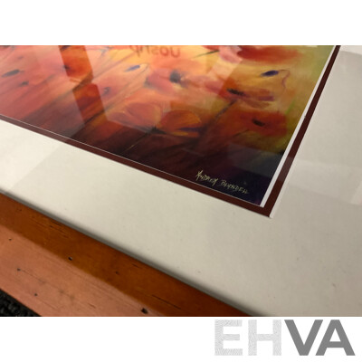 Andrea Blundell, "Poppies at Sunset", Gouache on Canvas, 37 X 60 Cm (frame)