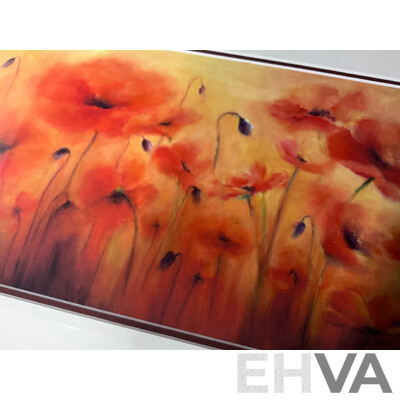 Andrea Blundell, "Poppies at Sunset", Gouache on Canvas, 37 X 60 Cm (frame)