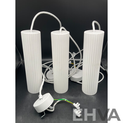 MFL by Masson Gypsum 1 Light Small Cylinder Pendant in Ribbed White - Lot of 3 - ORP $687