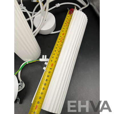 MFL by Masson Gypsum 1 Light Small Cylinder Pendant in Ribbed White - Lot of 3 - ORP $687