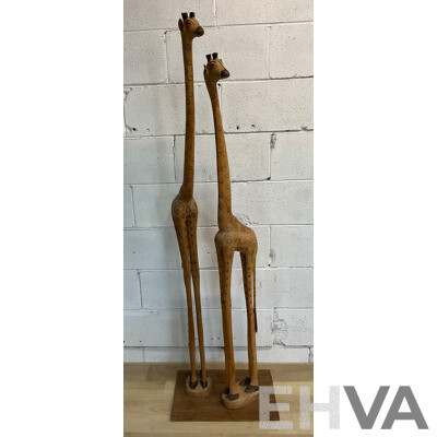African Giraffe Wood Figures 150cm Tall