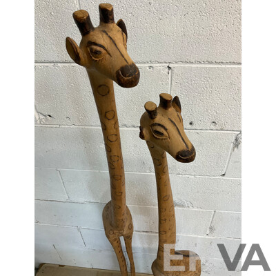 African Giraffe Wood Figures 150cm Tall