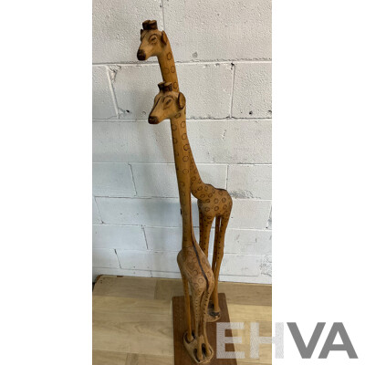 African Giraffe Wood Figures 150cm Tall