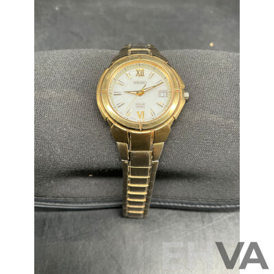 SEIKO Womens Gold Tone Watch Solar 100M  V187/0AB0
