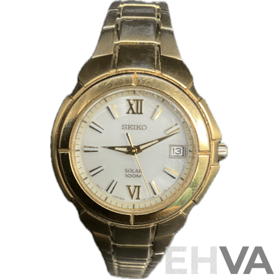 SEIKO Womens Gold Tone Watch Solar 100M  V187/0AB0