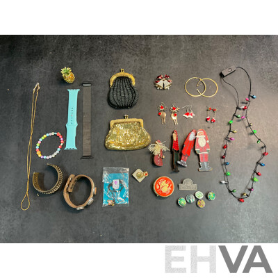 Assorted Costume Xmas Jewellery, Spare Watch Wristbands and More   - Lot of 20