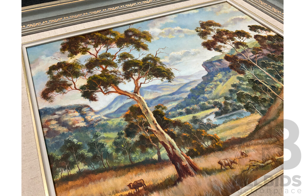 William Golding (1928-), "Panorama Near Glen" , Oil on Board, 60 X 70 Cm (frame)