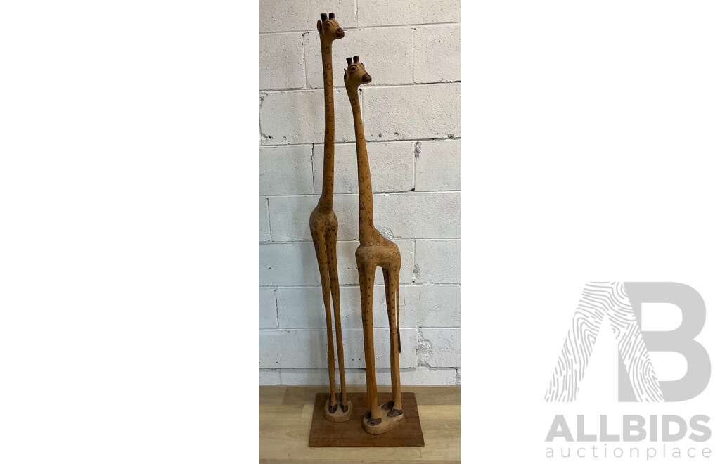 African Giraffe Wood Figures 150cm Tall