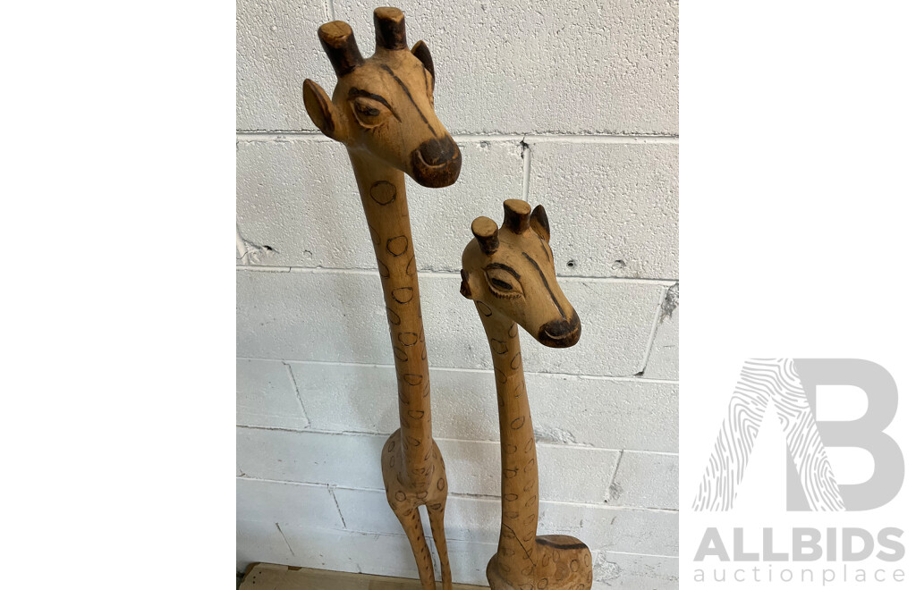 African Giraffe Wood Figures 150cm Tall