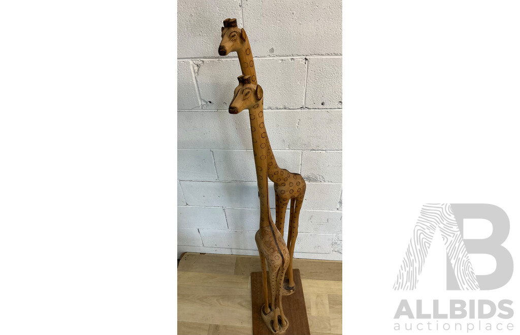 African Giraffe Wood Figures 150cm Tall