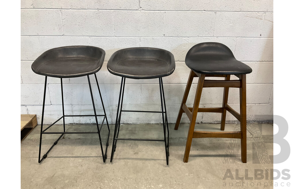 Replica Set of 2 Hee Welling Hay Barstools and Jar Furniture ENZO Black Wood Bar Stool - Lot of 3